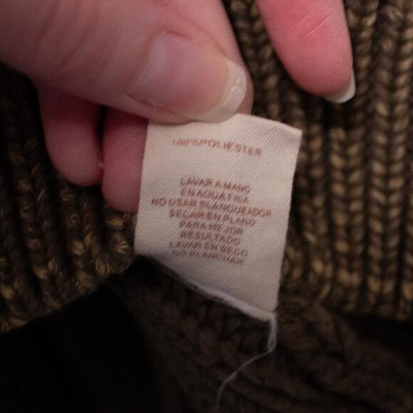 S Distressed Boho Mystree Anthropologie Boho Sweater Green Poof Chunky Mockneck - Picture 6 of 7